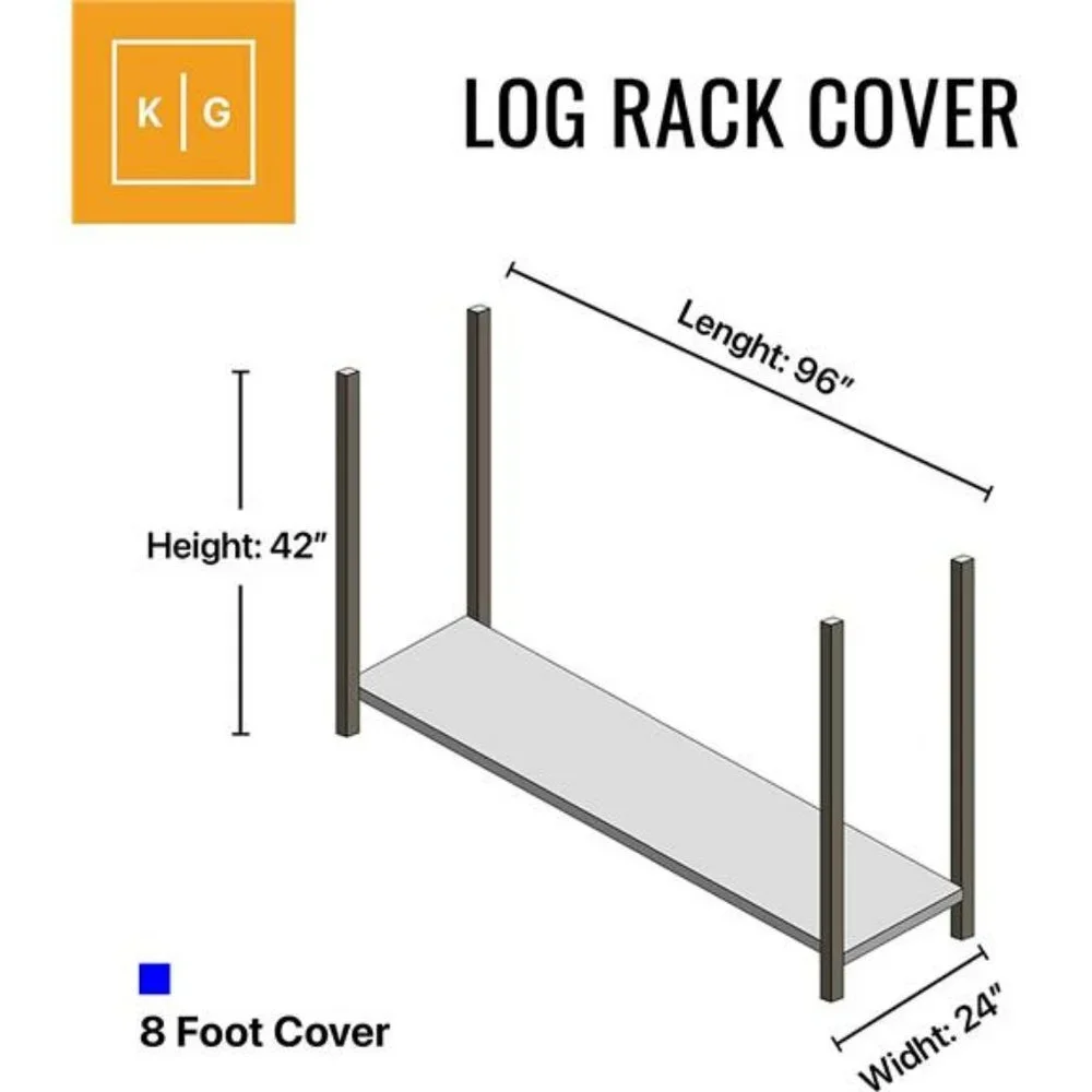Firewood Rack Cover 8 foot - Heavy Duty - Black